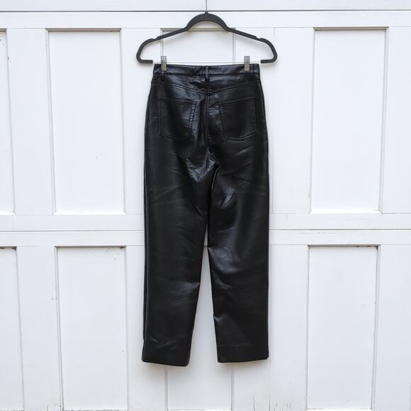 Aritzia Wilfred Melina Vegan Leather Straight Leg High Waist Black Pant, size 4 - Picture 2 of 4